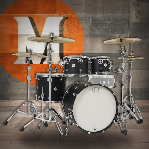DW Design Series 4-Piece Drum Kit – 22" Black Satin (DDLM2214BL)