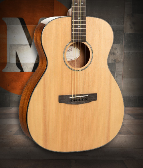 Cort L60NAT Luce Series L60 Orchestra Acoustic Guitar featuring a solid spruce top, mahogany back and sides, and a natural gloss finish for warm tone and timeless appeal.