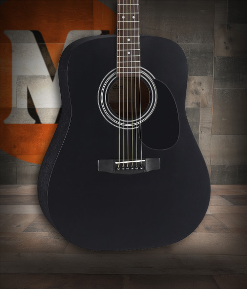 Cort AD810BKS Standard Series Acoustic Dreadnought Guitar featuring spruce top, mahogany back and sides, and a sleek black satin finish with classic dreadnought projection.