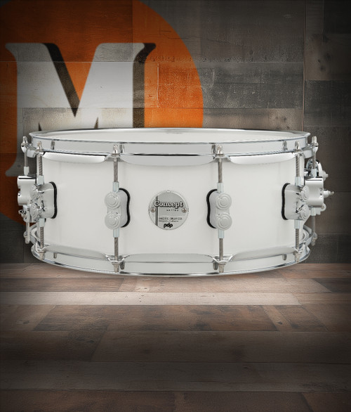 PDP Concept Maple 5.5x14 Pearlescent White Lacquer Snare (PDCM5514SSPW) | Musician Madness