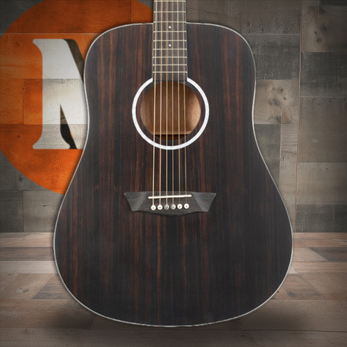 Washburn DFED-A Deep Forest Dreadnought Acoustic Guitar with striped ebony top and natural wood grain finish â€“ Musician Madness