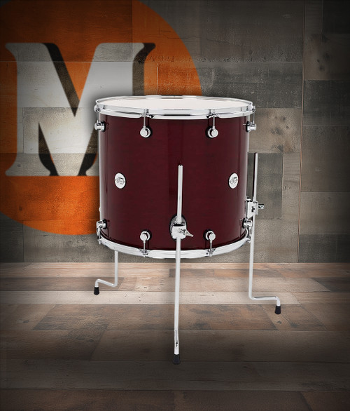 DW Design Series Maple Floor Tom, 16x18 - Cherry Stain Gloss Lacquer w/Chrome Hardware (DDLG1618TTCS) | Musician Madness