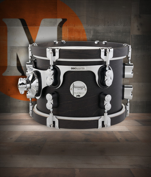 PDP Concept Classic 7x10 Tom in Ebony Stain with matching ebony hoops and maple shell construction - vintage tone and style - Musician Madness