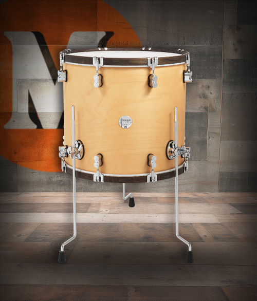 PDP Concept Classic 16x18 Floor Tom in Natural Stain with walnut hoops and maple shell - rich, warm tone and classic PDP style - Musician Madness