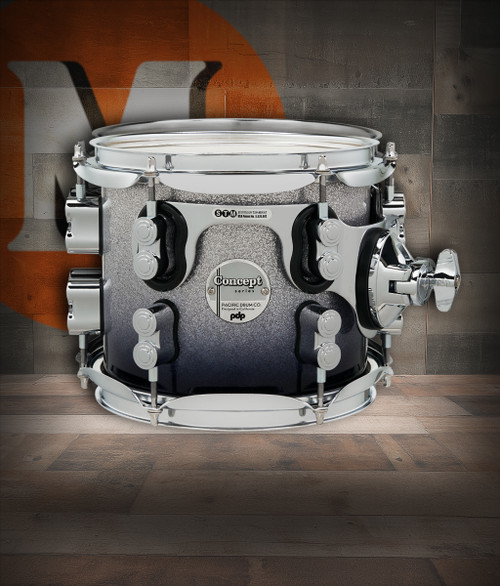 PDP Concept Maple 7x8 Suspended Tom - Silver to Black Fade Lacquer with Chrome Hardware (PDCM0708STSB) | Musician Madness