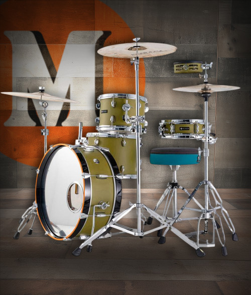 Dixon Little Roomer 5-Piece Shell Pack in Olive Green finish (PODL520OG) with compact shells and full warm tone â€“ portable performance drum kit â€“ Musician Madness