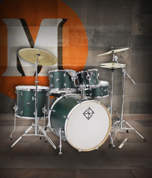 Dixon Spark Birch 5-Piece Shell Pack in See Through Green finish (PODSPB522STG) with bright birch shells â€“ punchy tone and bold modern look â€“ Musician Madness