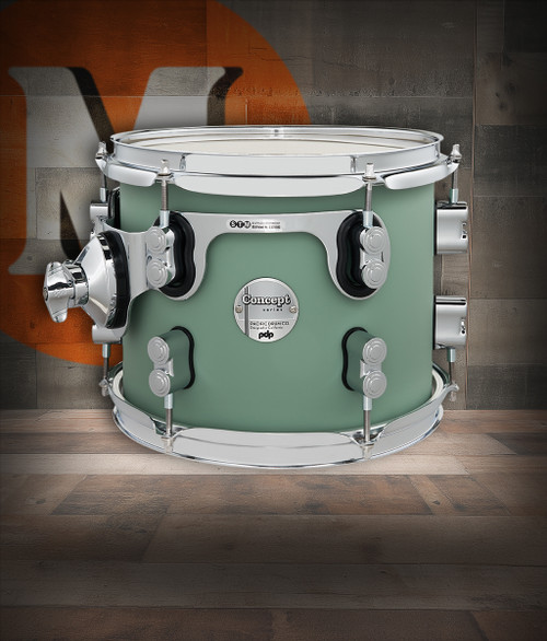 PDP Concept Maple 8x10 Suspended Tom in Satin Seafoam Finish Ply with chrome hardware and maple shell - lively tone and modern style - Musician Madness