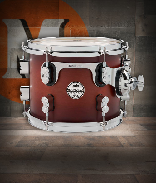 PDP Concept Series Maple Suspended Tom, 8x10 - Satin Tobacco Burst w/Chrome Hardware (PDCM0810STSTB) | Musician Madness