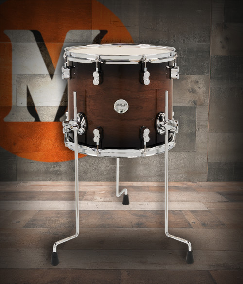 PDP Concept Series Maple Exotic Floor Tom, 12x14 - Walnut to Charcoal Burst w/ Chrome Hardware (PDCMX1214TTWC)|Musician Madness