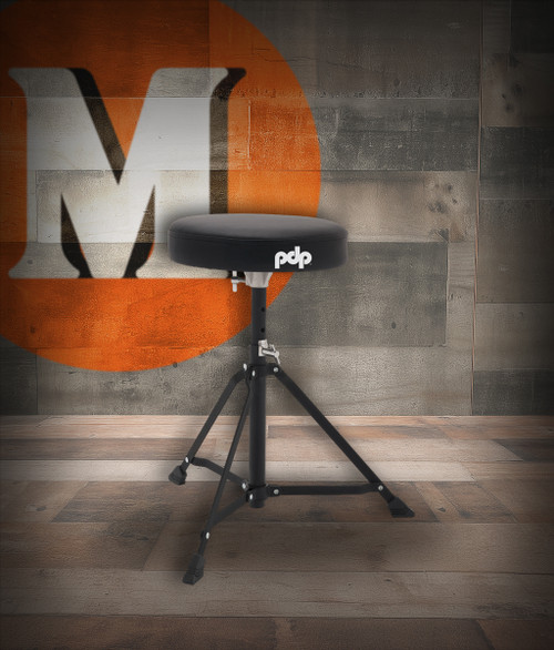 PDP 300 Series 12" Round-Top Lightweight Drum Throne (PDDT310R) - portable adjustable drum seat with round cushion - lightweight and comfortable - Musician Madness