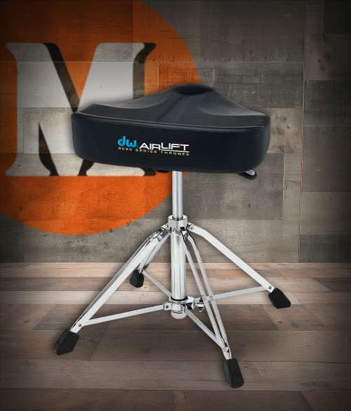 DW 9000 Series Airlift Tractor Top Drum Throne (DWCP9120AL) â€“ hydraulic adjustable ergonomic tractor seat with double-braced base for premium comfort â€“ Musician Madness