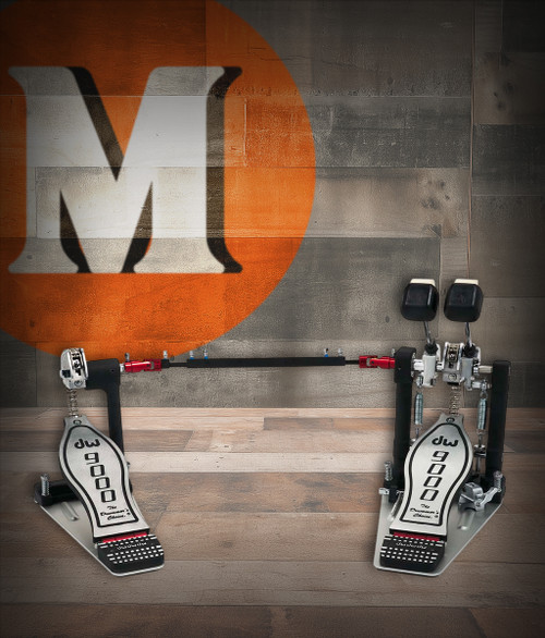 DW 9000 Series Double Bass Drum Pedal (DWCP9002) with included carrying bag