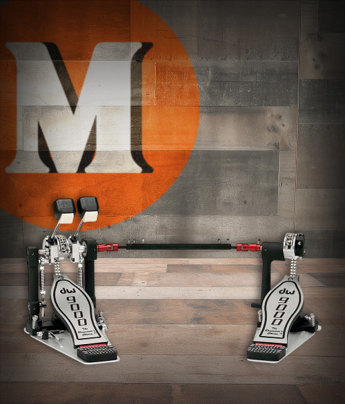 DW 9000 Series Lefty Double Bass Drum Pedal (DWCP9002PBL) with included carrying bag