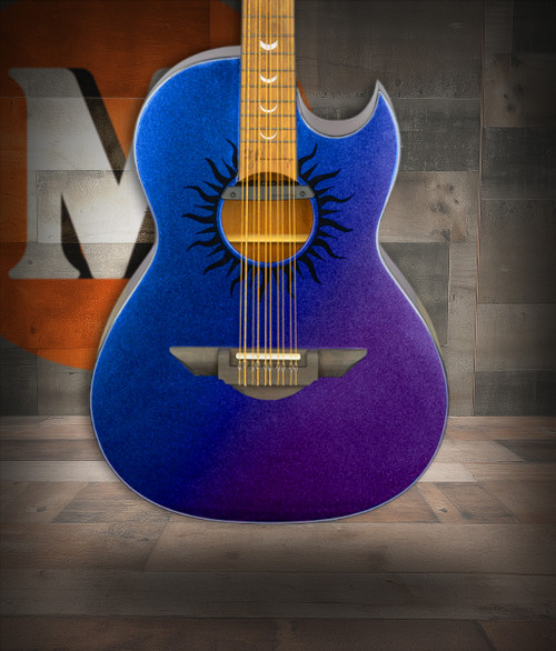 H. Jimenez Glossy Color-Changing Sparkle Bajo Quinto Cutaway Electric w/ Hardwood Case (LBQ1GXE-AB)|Musician Madness