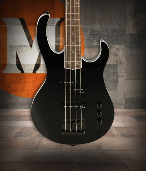 H. Jimenez 4 string glossy Black bass guitar w/ deluxe padded gig bag (LBS4-BK)