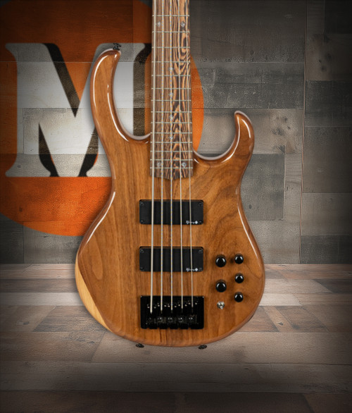 H. Jimenez 5 string glossy Natural Walnut Top bass guitar with deluxe padded gig bag (LBS5-WT)|Musician Madness