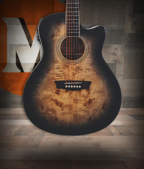 Washburn Deep Forest Burl Grand Auditorium Acoustic-Electric Guitar - Black Fade (DFBACEB)