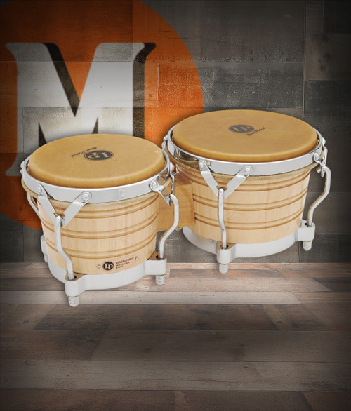 Latin Percussion LP Gen 3 Traditional 7-1/4"â€“9" Oak Bongos in Natural Finish (LP201A-3) â€“ handcrafted LP bongos with warm tone and durable oak construction, available at Musician Madness.