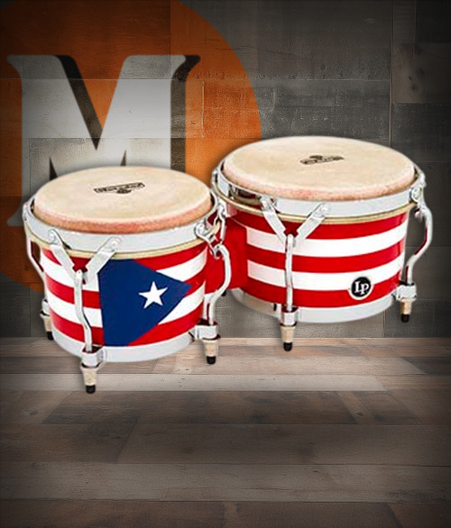 Latin Percussion LP Matador Traditional 7-1/4"–8-5/8" Oak Bongos – Pearl Red with Chrome Hardware (M201-PR) – professional LP Matador bongos, available at Musician Madness.
