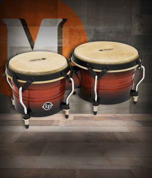 Latin Percussion LP Matador Traditional 7-1/4"-8-5/8" Bongos - Oak Vintage Sunburst with Black Hardware (M301-VSB)