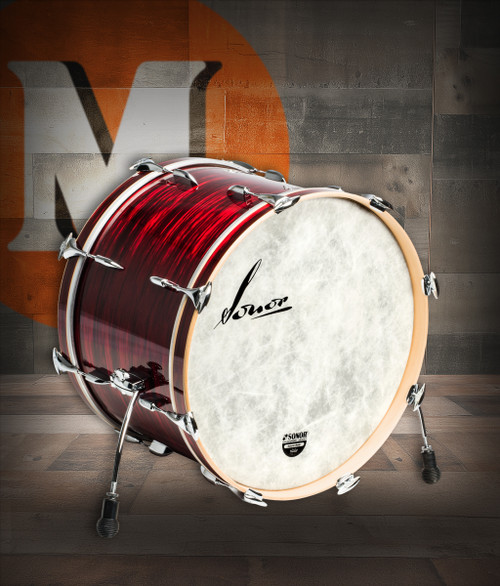 Sonor VT-2214-BDNM-VRO Vintage Series 22â€ x 14â€ Bass Drum â€“ Vintage Red Oyster finish â€“ available at Musician Madness.