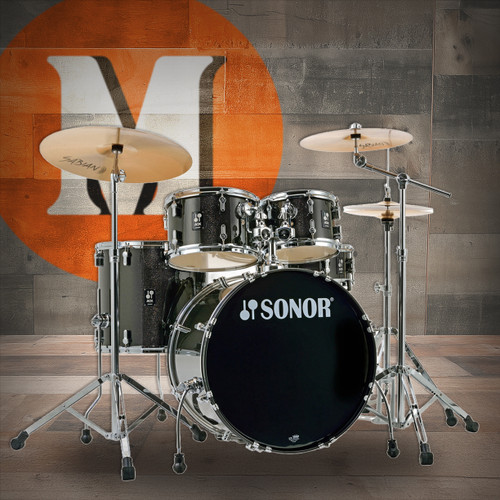 Sonor AQX Stage Drum Set - Black Midnight Sparkle w/ Hardware (AQX-STAGE-NC-BMS)|Musician Madness
