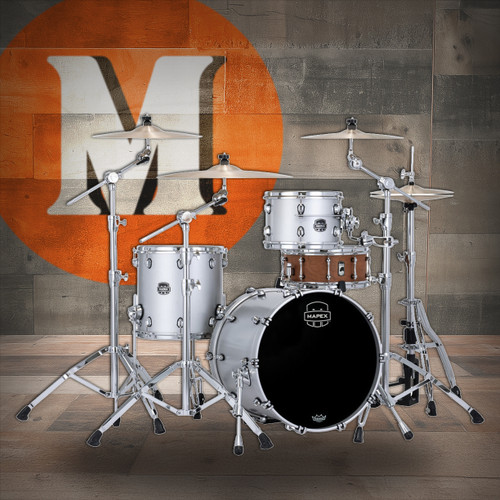 Mapex Saturn Evolution Hybrid Straight Ahead 3-Piece Shell Pack (No Snare) - Iridium Silver (SE401XHPD) | Musician Madness