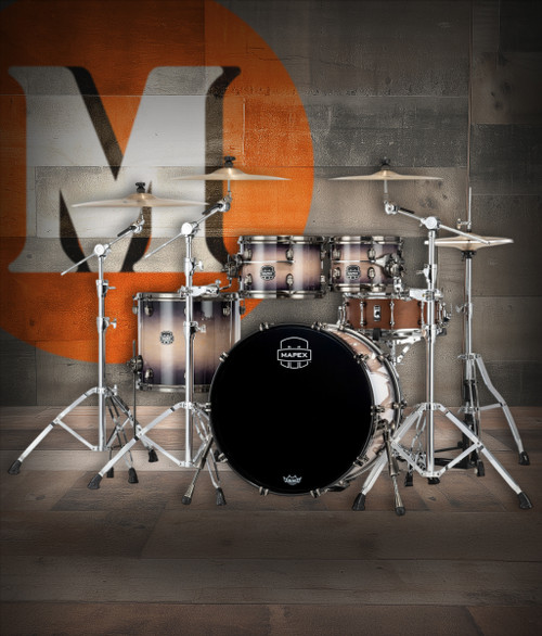 Mapex SE529XEMBPZ Saturn Evolution Classic 4-Piece Shell Pack in Exotic Violet Burst finish, snare not included.