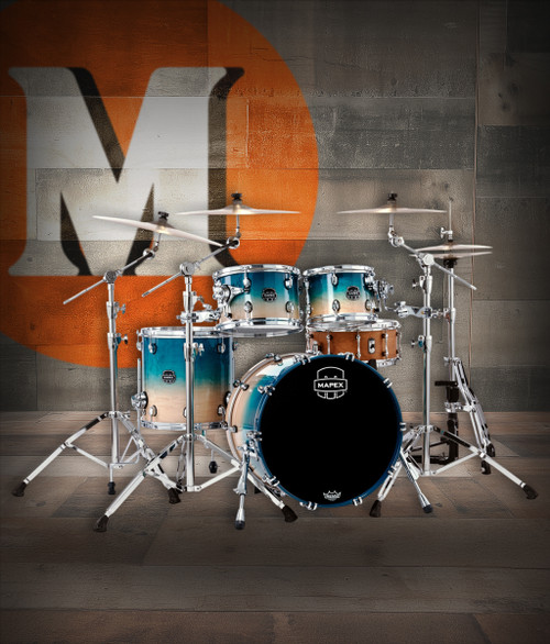 Mapex Saturn Fusion 4-Piece Shell Pack (No Snare) – Aqua Fade (SR504XUQ)