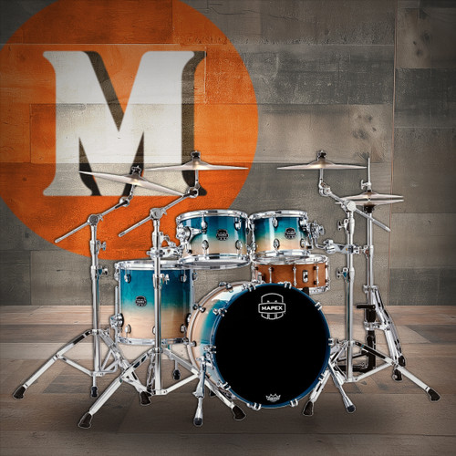 Mapex Saturn Fusion 4-Piece Shell Pack (No Snare) - Teal Blue Fade