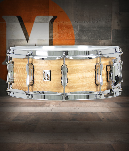 British Drum Co. Maverick 5.5x14 Maple Snare featuring a handcrafted maple shell, responsive versatile tone, premium British hardware, and professional-grade construction for recording and live performance.