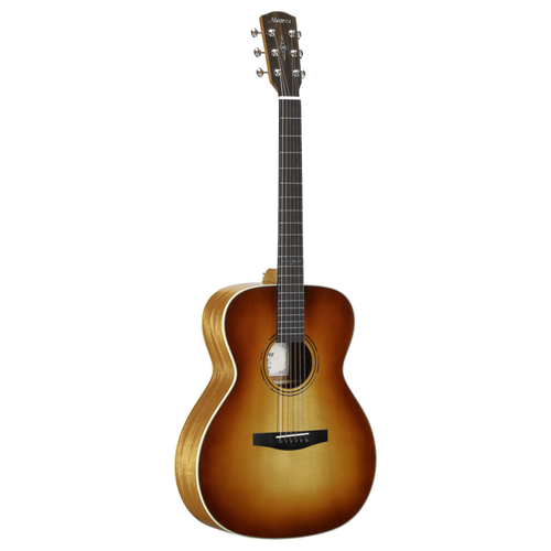 Alvarez Laureate LF60e Folk/OM Acoustic-Electric Guitar in Sunset featuring an OM body, balanced tonal response, elegant Laureate details, and high-quality onboard electronics for live and studio use.