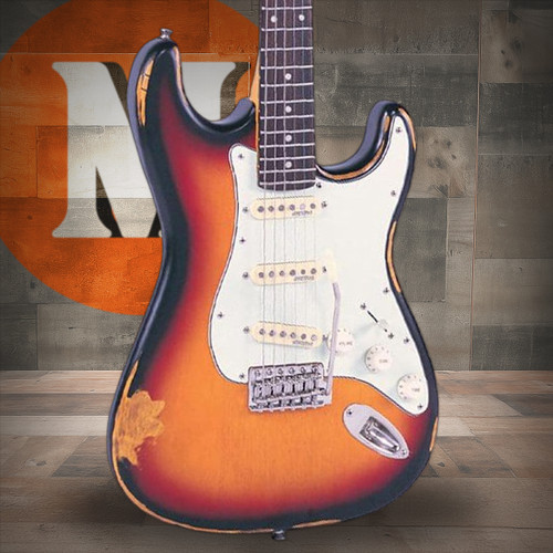 Vintage V6 ICON Electric Guitar - Distressed Sunburst (V6MRSSB) | Musician Madness