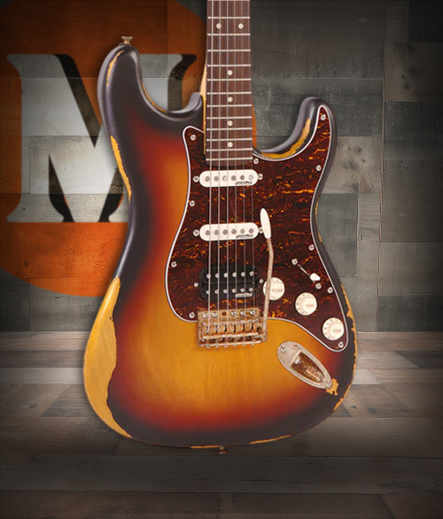 Vintage V6H ICON Electric Guitar - Distressed Tobacco Sunburst (V6HMRSB) | Musician Madness