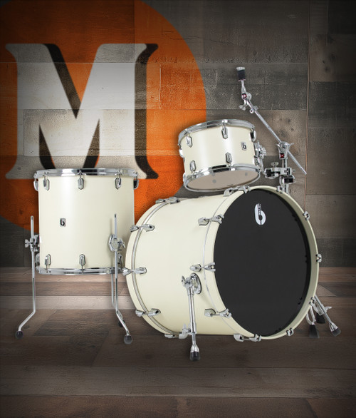 British Drum Co. Enigma Series Club Kit – Satin Olde English White (ENG-22-CB-SEW) | Musician Madness