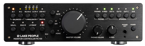 Lake People LP-MC100-PRO Monitor Controller (LP-MC100-PRO) featuring stepped precision volume control, high-fidelity circuitry, multiple balanced I/O options, and reference-grade monitoring performance.
