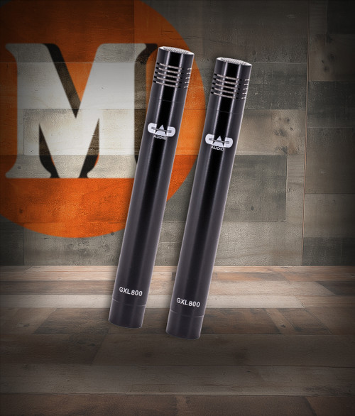 CAD GXL800 Small Diaphragm Condenser Pencil Microphone Pair (GXL800) featuring matched condensers for stereo recording, ideal for acoustic instruments, drum overheads, and detailed studio capture.