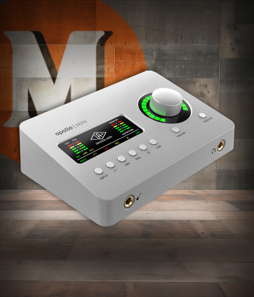 Universal Audio Apollo Solo Recording Interface â€“ Heritage Edition USB (UA-APLSU-HE-U) featuring Unison mic preamps, onboard UAD DSP processing, premium AD/DA conversion, and portable professional recording capability.