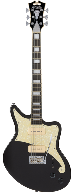 Dâ€™Angelico Premier Bedford - Black Flake (DAPBEDBLFCTR) featuring an offset body design, versatile pickup configuration, and a bold Black Flake finish for modern rock and alternative tones.