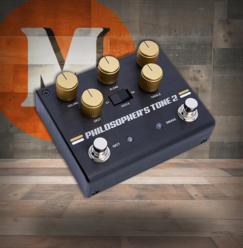 Pigtronix Philosopherâ€™s Tone 2 Compressor Sustainer with Grit (PT2) featuring studio-quality compression, extended sustain, and adjustable grit overdrive blend for enhanced tone shaping.