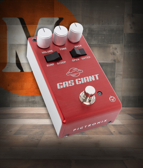 Pigtronix Gas Giant Fuzz (GAS) featuring powerful high-gain analog fuzz, rich harmonics, and thick saturated tones for heavy riffs and expressive lead work.