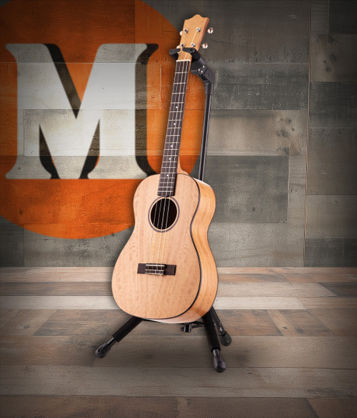 Hercules UKS100B Auto Grip Ukulele Stand featuring AGS automatic neck locking, padded support arms, and a stable foldable frame compatible with all ukulele sizes.