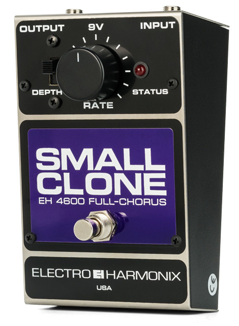 Electro-Harmonix Small Clone Analog Chorus (CLONE) featuring classic analog circuitry, depth control switch, rich modulation textures, and rugged EHX stompbox housing.