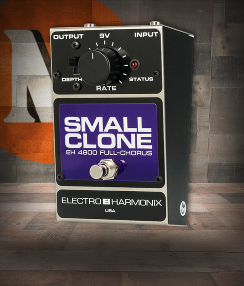 Electro-Harmonix Small Clone Analog Chorus (CLONE) featuring classic analog circuitry, depth control switch, rich modulation textures, and rugged EHX stompbox housing.