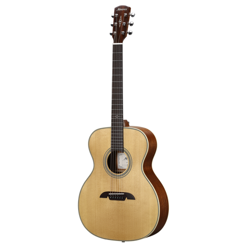 The Alvarez AF60 Herringbone Folk/OM Acoustic Guitar features a select spruce top with mahogany back and sides, delivering a warm, articulate tone ideal for fingerstyle and light strumming. The classic herringbone binding adds vintage character, while the comfortable OM body shape offers excellent projection and balance for studio or stage performance.