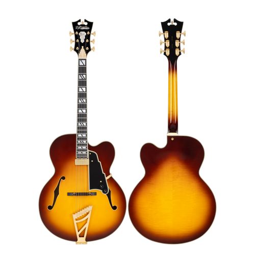 The DÃ¢â‚¬â„¢Angelico Excel EXL-1 Archtop (DAEEXL1DITBGT) features a full hollow-body design with rich, resonant jazz tone and exceptional clarity. Its Dark Iced Tea Burst finish adds vintage-inspired depth, while the floating pickup delivers warm, articulate response ideal for jazz, blues, and soul. Classic DÃ¢â‚¬â„¢Angelico appointments include a stairstep tailpiece, multi-ply binding, and the iconic headstock.