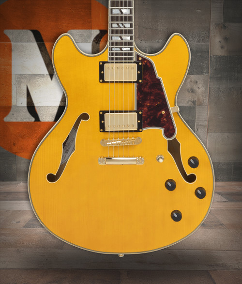 D'Angelico Double Cutaway Electric Guitar w/ Gig Bag - Amber (DAEDCAMBGS)|Musician Madness