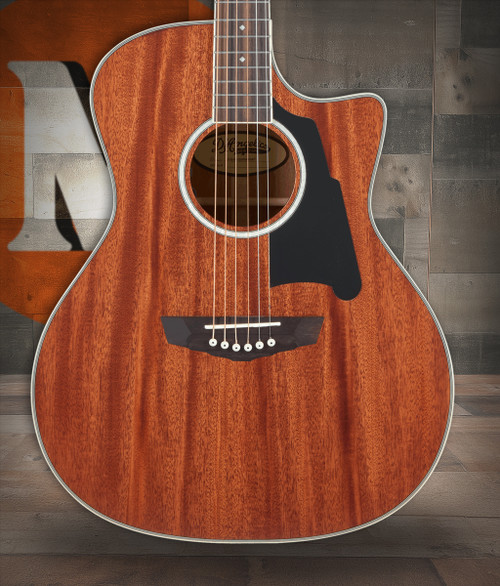 DÃ¢â‚¬â„¢Angelico Excel Gramercy acoustic-electric guitar in Natural Mahogany featuring an auditorium body, rich mahogany tonewoods, premium Excel appointments, onboard electronics, and an included padded gig bag.