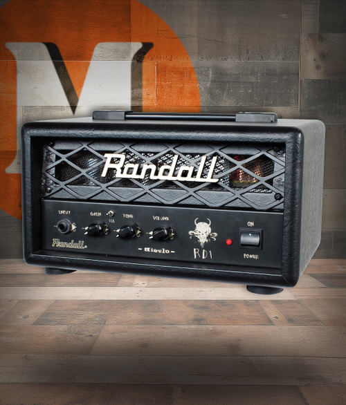 Randall RD1H 1-watt guitar amplifier head featuring a compact design, high-gain voicing from the Diavlo series, rugged build quality, and simple single-channel control layout.